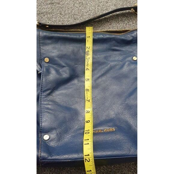 MICHAEL KORS BLUE LEATHER GOLD CHAIN DEVON LARGE SHOULDER TOTE BAG PURSE - Picture 15 of 16